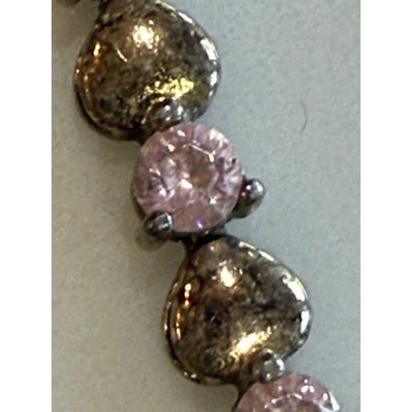 BGZ 925 Sterling Silver Pink Cubic Zirconia Tennis Bracelet 7.5” Box Clasp - Picture 3 of 10